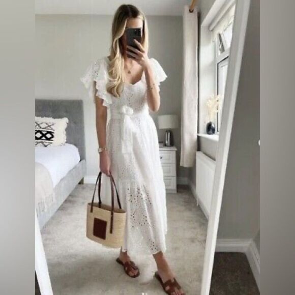 Zara openwork embroidered midi dress - Picture 3 of 13